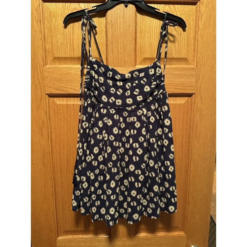 Free People Molly Sleeveless Cotton Tunic Top Indigo Combo Blue XS